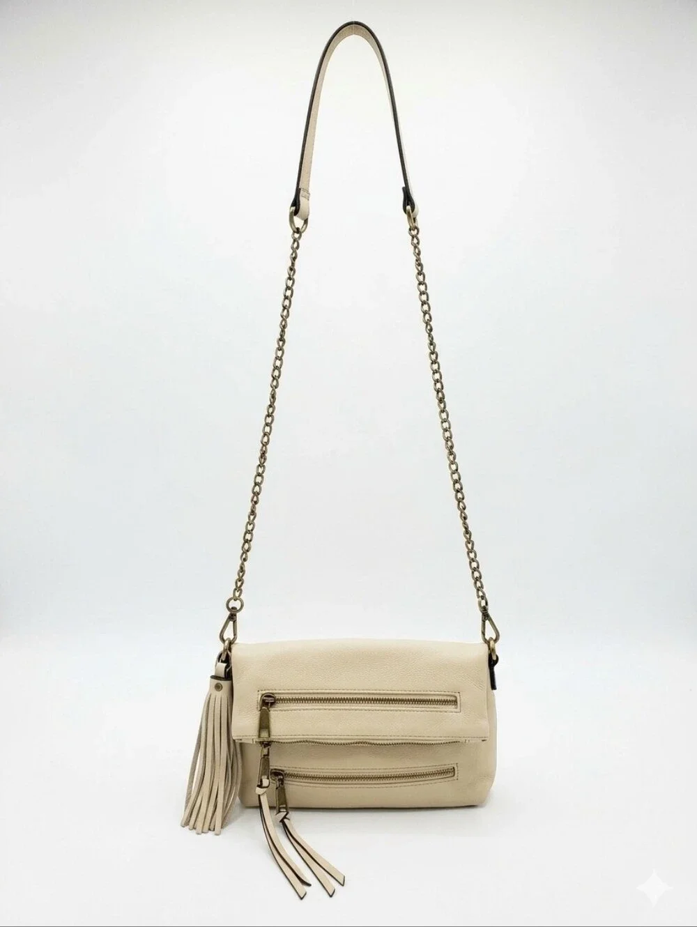 Black Rivet - Cream - Crossbody Bag with Silver Accents - Boho